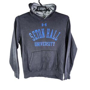 Mens Black Under Armour Pullover Hoodie Sweatshirt Seton Hall University Loose M